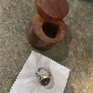 Silver Ring with Black Stone 92.5% real silver 925 stamp